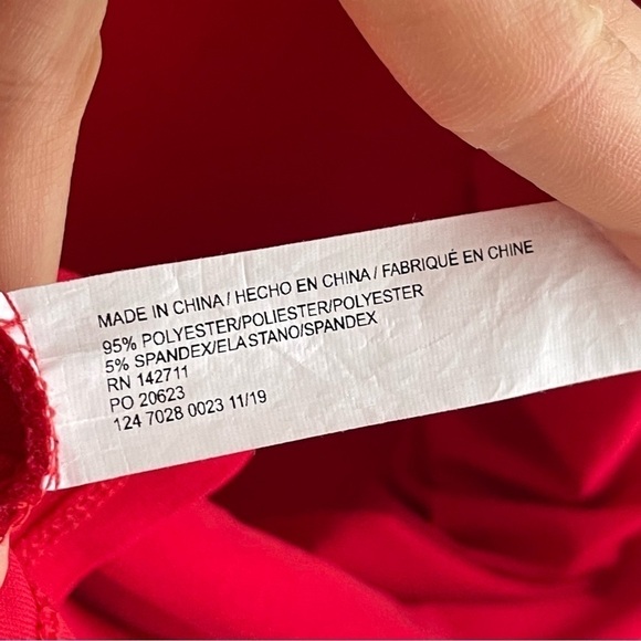 🥒 Eloquii Red Long Sleeve Ruched Sheath Mini Dress Leg Slit Red Women’s Plus 16 - Picture 10 of 11